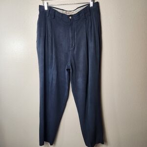 Tommy Bahama Mens |36| Black 100% Silk Pleated Dress Pants
